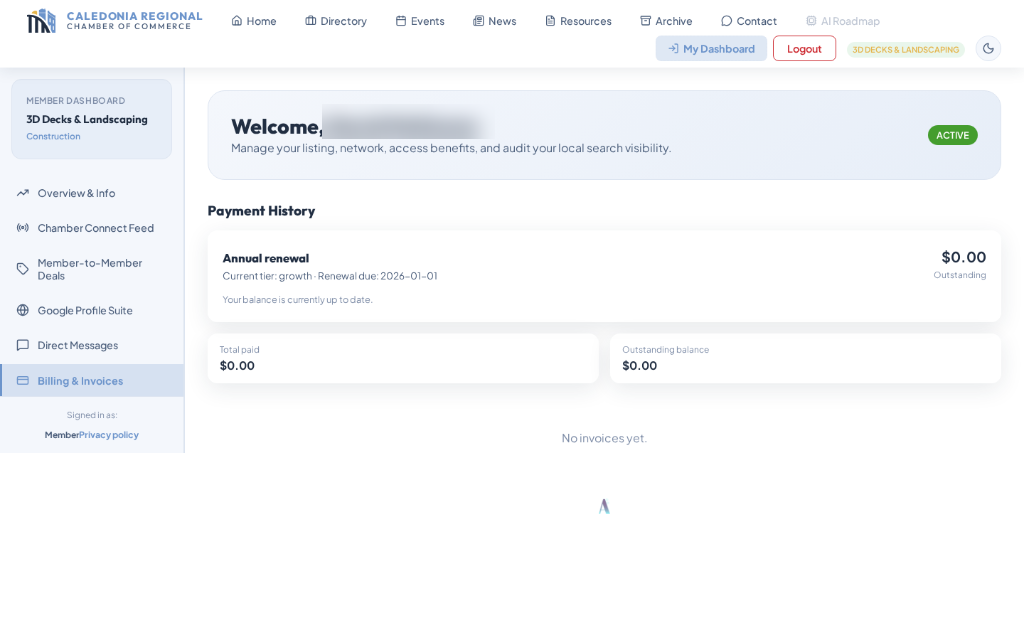 Member dashboard